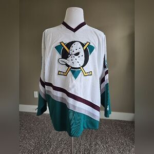 Anaheim Mighty Ducks Hockey Jersey Signed Sz XL